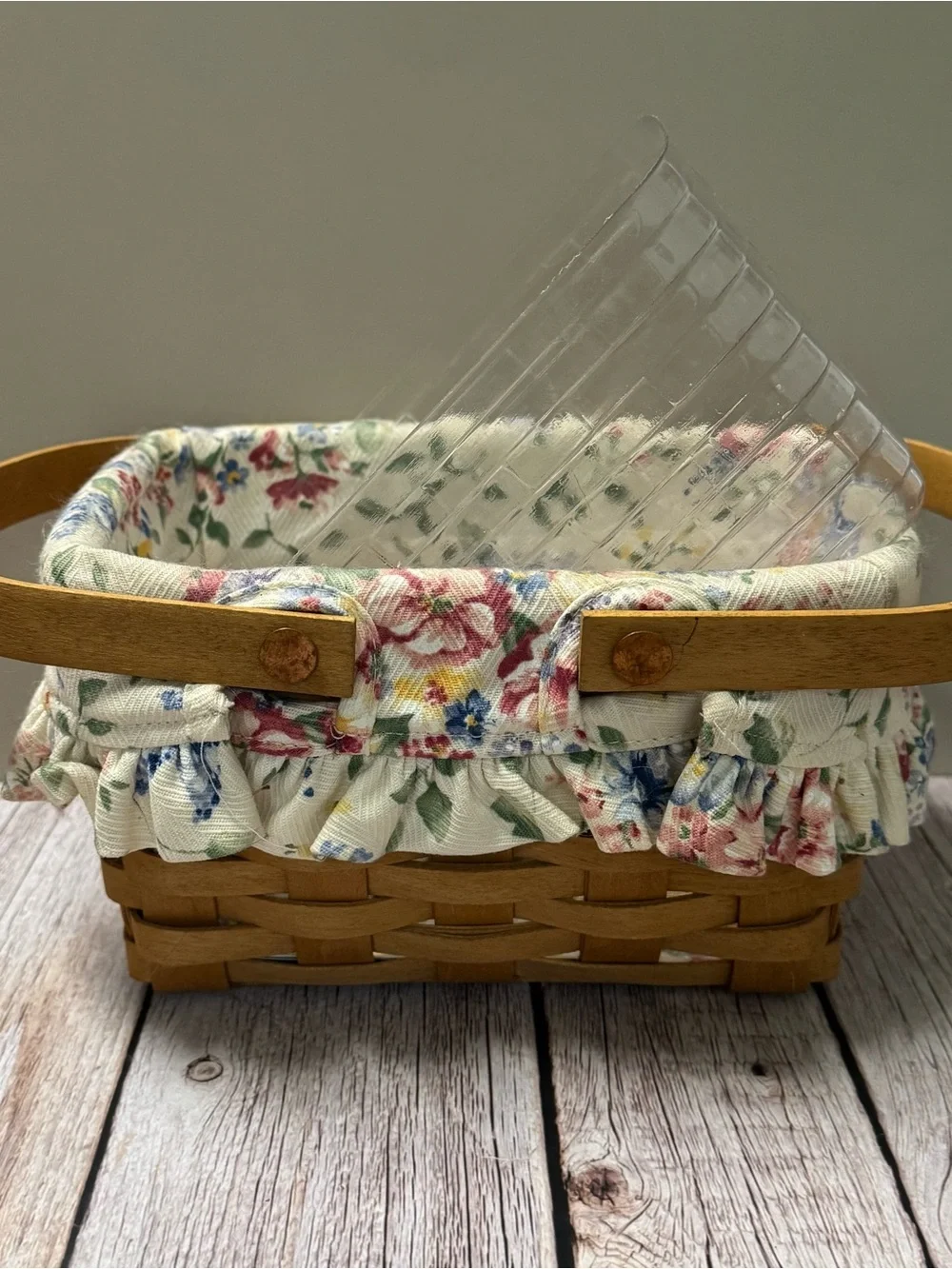 Longaberger Classic Little Market Basket  Spring Flower Liner 5”x8”